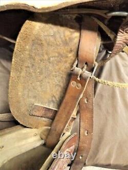 Vintage Youth Western Saddle, Beautiful Tooled Leather & Hooded Stirrups, 16