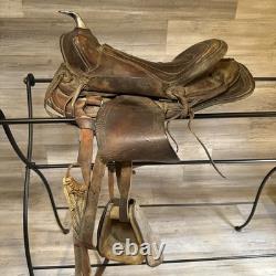 Vintage Youth Western Saddle Leather Brown Horse 12.5 READ