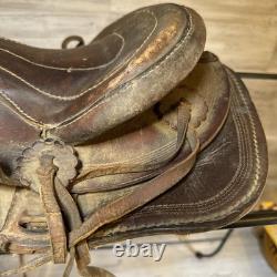 Vintage Youth Western Saddle Leather Brown Horse 12.5 READ