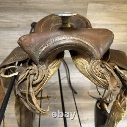 Vintage Youth Western Saddle Leather Brown Horse 12.5 READ