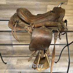 Vintage Youth Western Saddle Leather Brown Horse 12.5 READ