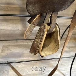 Vintage Youth Western Saddle Leather Brown Horse 12.5 READ