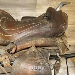 Vintage Youth Western Saddle Leather Brown Horse 12.5 READ