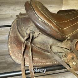 Vintage Youth Western Saddle Leather Brown Horse 12.5 READ