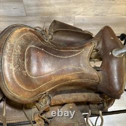 Vintage Youth Western Saddle Leather Brown Horse 12.5 READ