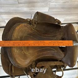 Vintage Youth Western Saddle Leather Brown Horse 12.5 READ