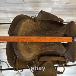 Vintage Youth Western Saddle Leather Brown Horse 12.5 READ