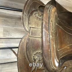 Vintage Youth Western Saddle Leather Brown Horse 12.5 READ