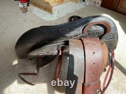 Vintage early rodeo/ranch bronc riding Hamley style saddle! Display or use