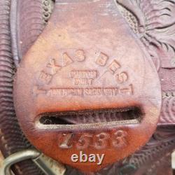 Vintage full size horse saddle Texas Best Custom built brown LEATHER & TOOLED