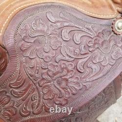 Vintage full size horse saddle Texas Best Custom built brown LEATHER & TOOLED