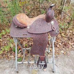 Vintage full size horse saddle Texas Best Custom built brown LEATHER & TOOLED