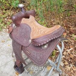 Vintage full size horse saddle Texas Best Custom built brown LEATHER & TOOLED