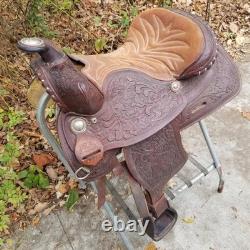 Vintage full size horse saddle Texas Best Custom built brown LEATHER & TOOLED