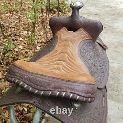 Vintage full size horse saddle Texas Best Custom built brown LEATHER & TOOLED