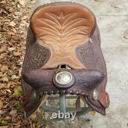 Vintage full size horse saddle Texas Best Custom built brown LEATHER & TOOLED