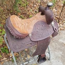 Vintage full size horse saddle Texas Best Custom built brown LEATHER & TOOLED