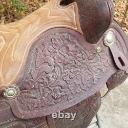 Vintage full size horse saddle Texas Best Custom built brown LEATHER & TOOLED