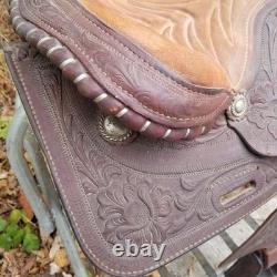 Vintage full size horse saddle Texas Best Custom built brown LEATHER & TOOLED