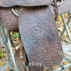 Vintage full size horse saddle brown LEATHER & WOOD