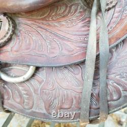 Vintage full size horse saddle brown LEATHER & WOOD