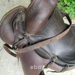 Vintage full size horse saddle brown LEATHER & WOOD