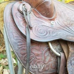 Vintage full size horse saddle brown LEATHER & WOOD