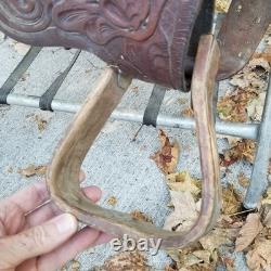 Vintage full size horse saddle brown LEATHER & WOOD