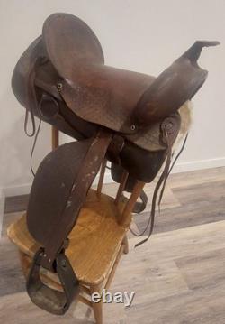 Vntg Youth/small Adult 14-15 Western Tooled Leather Riding Saddle Horse Or Pony