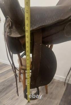 Vntg Youth/small Adult 14-15 Western Tooled Leather Riding Saddle Horse Or Pony