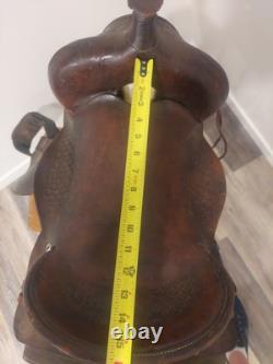 Vntg Youth/small Adult 14-15 Western Tooled Leather Riding Saddle Horse Or Pony