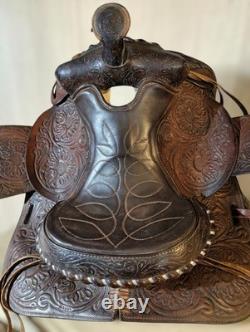 Vtg. Circle Y Western Show Saddle Fully Tooled Model 1800 Sweet Home Texas 14