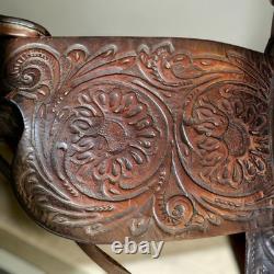 Vtg. Circle Y Western Show Saddle Fully Tooled Model 1800 Sweet Home Texas 14