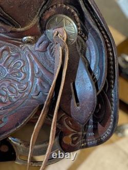 Vtg. Circle Y Western Show Saddle Fully Tooled Model 1800 Sweet Home Texas 14