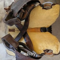 Vtg. Circle Y Western Show Saddle Fully Tooled Model 1800 Sweet Home Texas 14