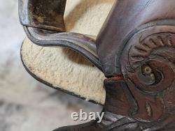 Vtg. Circle Y Western Show Saddle Fully Tooled Model 1800 Sweet Home Texas 14