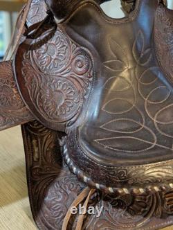 Vtg. Circle Y Western Show Saddle Fully Tooled Model 1800 Sweet Home Texas 14