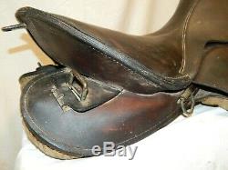 Vtg German Calvary Military Police Australian English Western Leather 17 Saddle