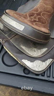 Vtg Western Horse Pleasure Trail Saddle w Silver Stars & Trim Sterling Whs1