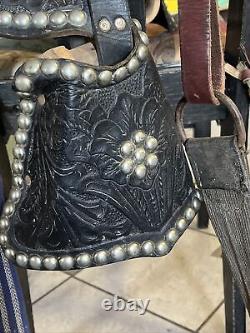 Vtg Western Studded Tooled Parade Saddle Youth Pony 12 Breast Collar Bridle