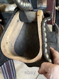 Vtg Western Studded Tooled Parade Saddle Youth Pony 12 Breast Collar Bridle