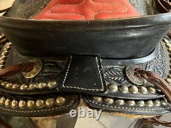 Vtg Western Studded Tooled Parade Saddle Youth Pony 12 Breast Collar Bridle