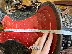 Vtg Western Studded Tooled Parade Saddle Youth Pony 12 Breast Collar Bridle