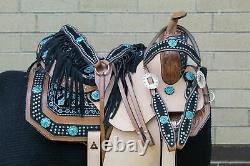 WESTERN BARREL RACING SADDLE HORSE USED BLING TRAIL SHOW TACK 16 in