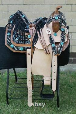 WESTERN BARREL RACING SADDLE HORSE USED BLING TRAIL SHOW TACK 16 in
