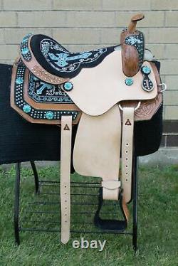 WESTERN BARREL RACING SADDLE HORSE USED BLING TRAIL SHOW TACK 16 in