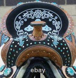 WESTERN BARREL RACING SADDLE HORSE USED BLING TRAIL SHOW TACK 16 in