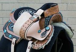 WESTERN BARREL RACING SADDLE HORSE USED BLING TRAIL SHOW TACK 16 in