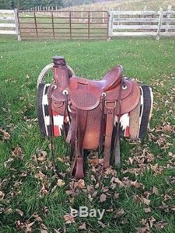 WM Davis and Son saddle, 15.5 seat, Classic Brown, Pleasure/Trail, A fork