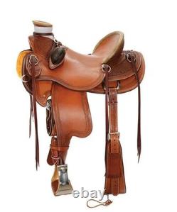 Wade Tree Premium Leather Horse Western Saddle With Tack Set + Girth